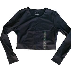 NEW Banana Republic Long Sleeve Scuba Cropped Top Black Size Medium
